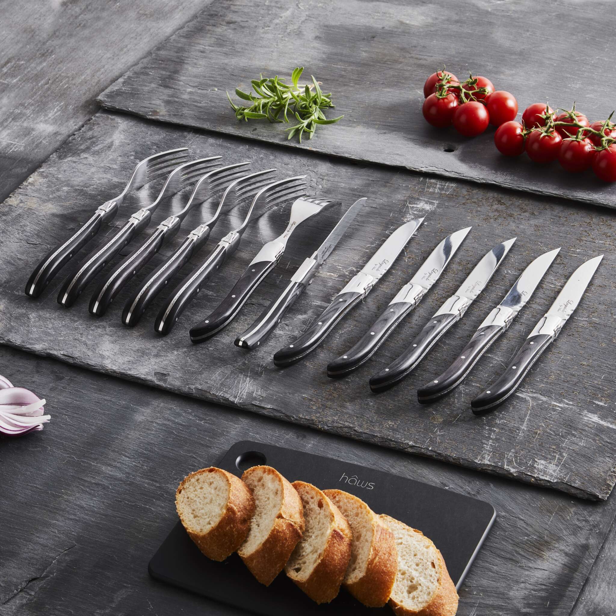 Laguiole Steakknive/Gafler i Gaveæske -12 dele