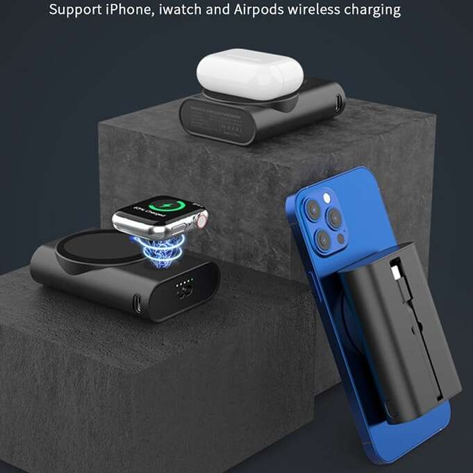 3-i-1 trådløs oplader & powerbank – 5200 mAh (magnetisk)