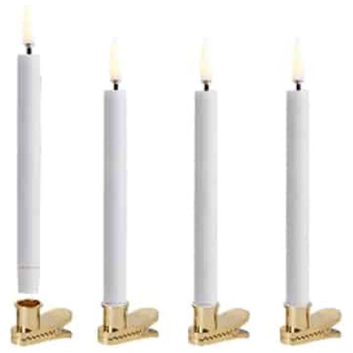 LED Christmas tree candles with clip – 4 pcs. (incl. batteries/remote control)