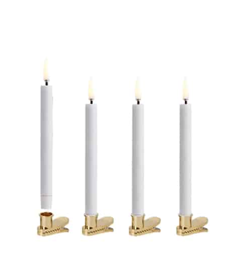 LED Christmas tree candles with clip – 4 pcs. (incl. batteries/remote control)