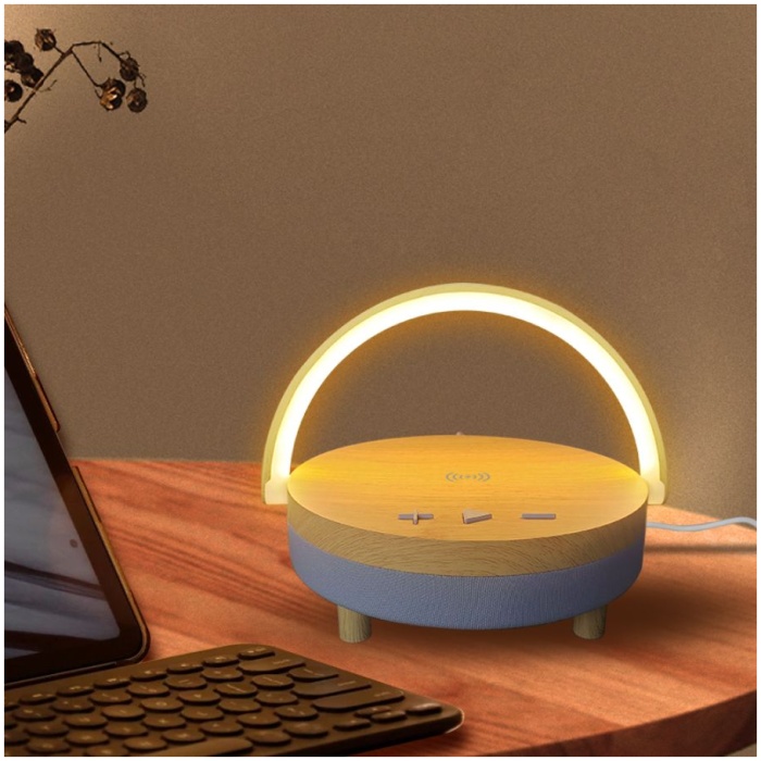 Night light with wireless charger and speaker