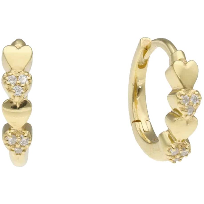 Gold-plated sterling silver hoop earrings with hearts