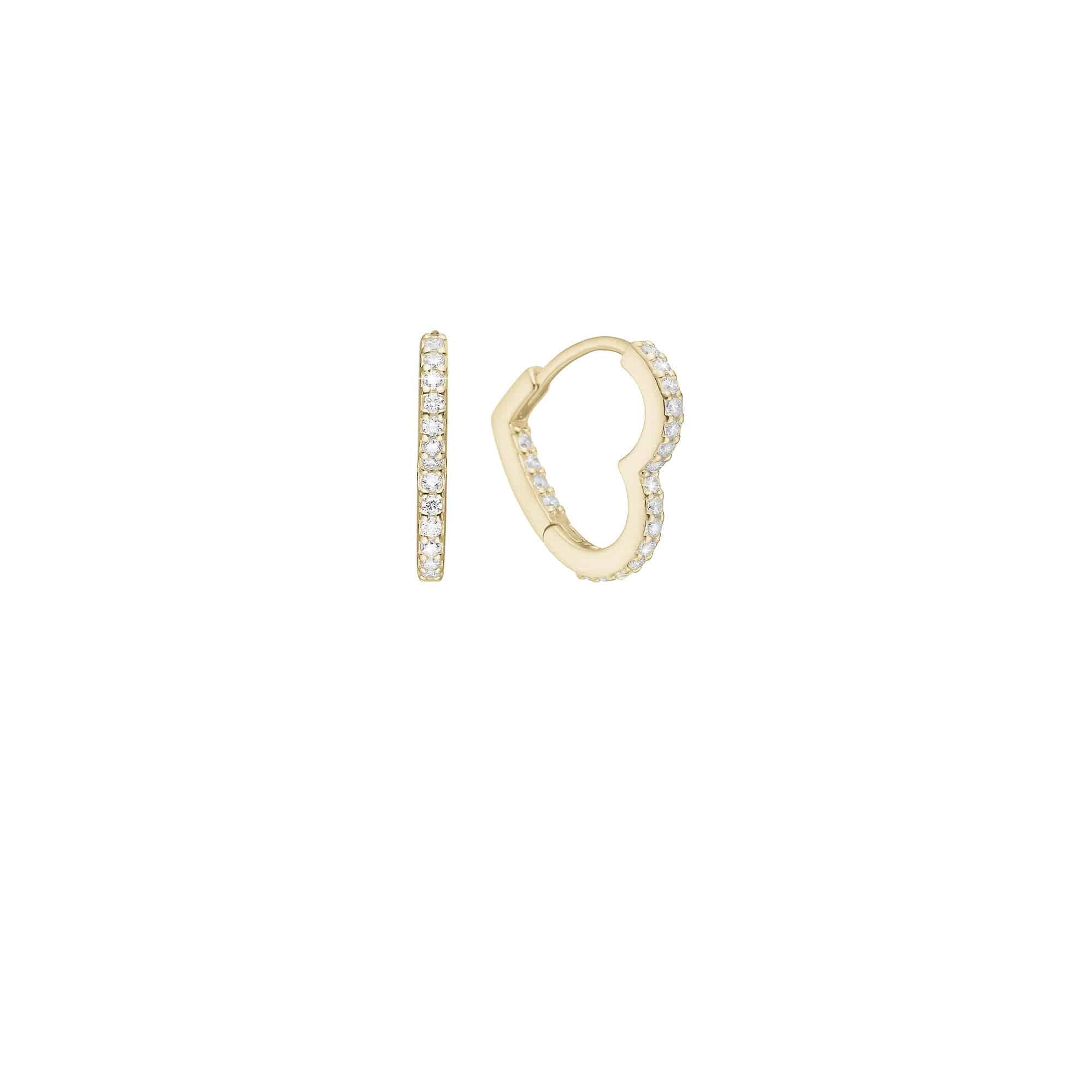 Heart hoop earrings in gold-plated sterling silver with cubic zirconia