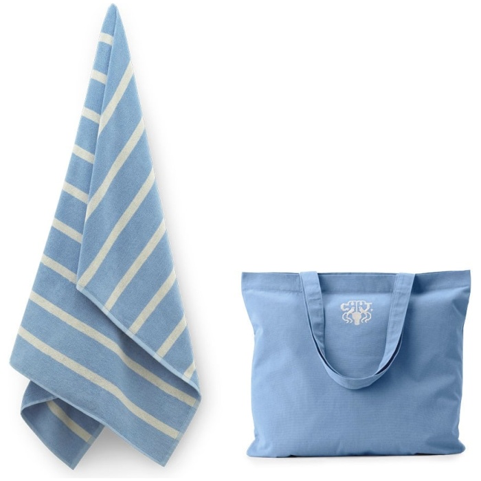 Sea-Blue Bath Sheet + Tote Bag