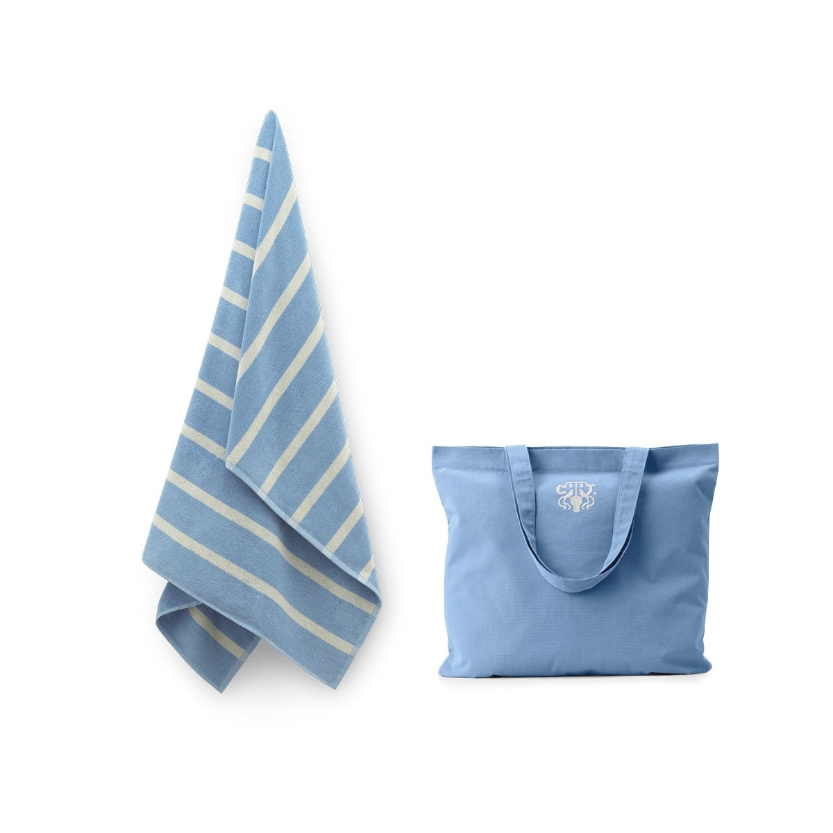 Sea-Blue Bath Sheet + Tote Bag