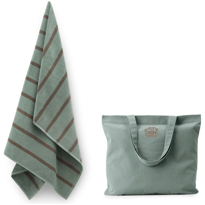 Dusty green bath sheet + tote bag