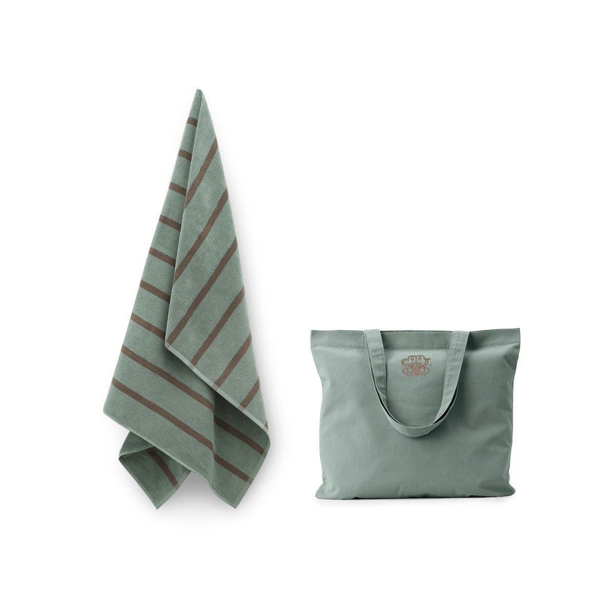Dusty green bath sheet + tote bag