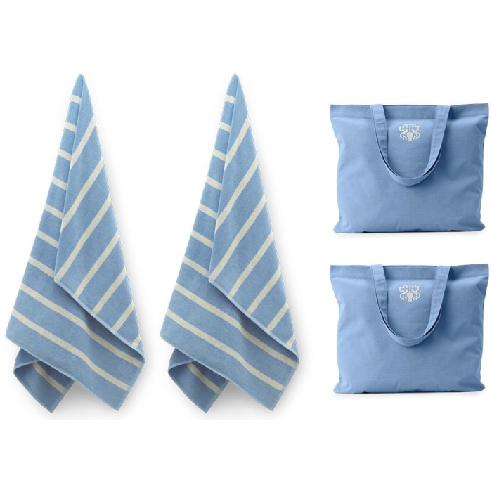Sea Blue Bath Sheet + Tote Bag – 2 pcs.