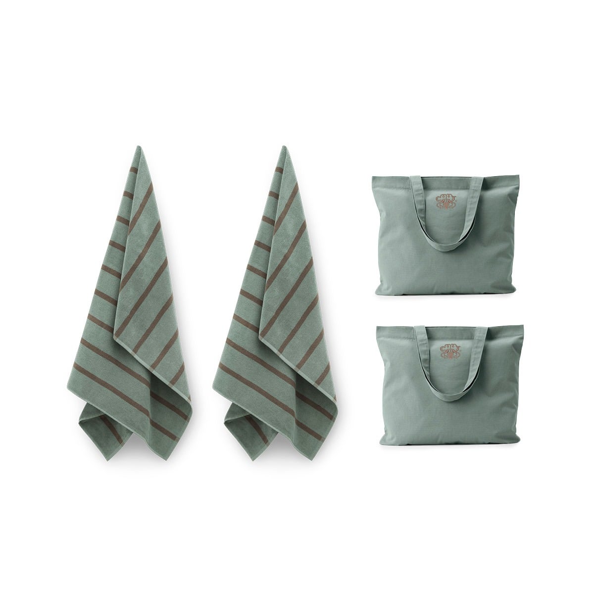 Dusty green bath sheet + tote bag – 2 pcs.