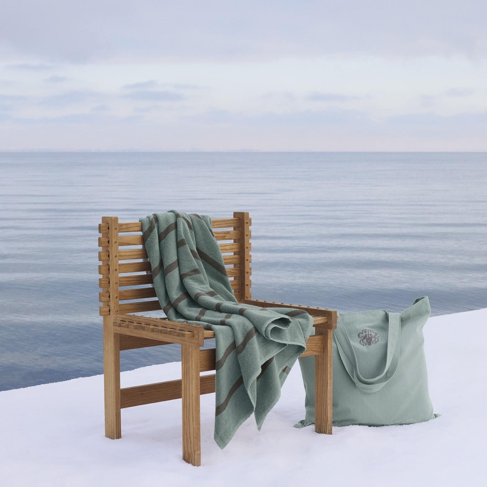 Dusty green bath sheet + tote bag – 2 pcs. - Image 4