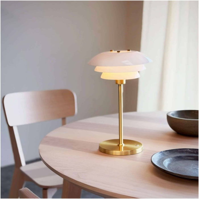 DL20 LED Opal/Brass Rechargeable Table Lamp
