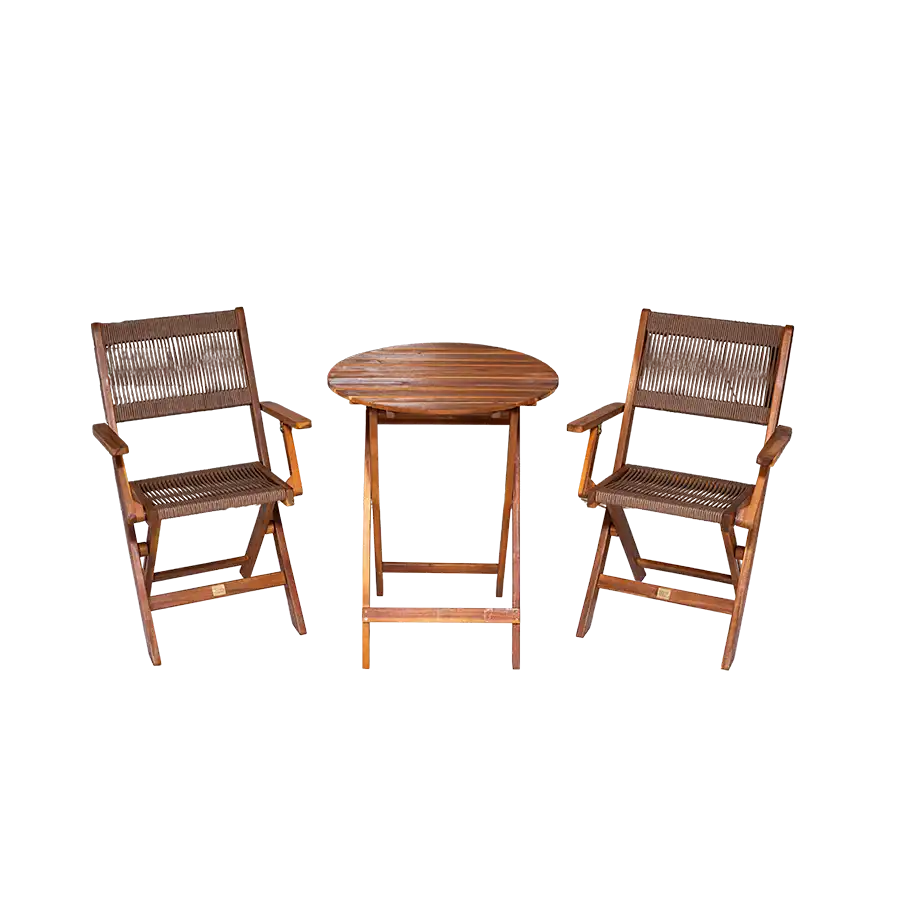 Nooka Café Set – table and 2 chairs with wicker - Image 5