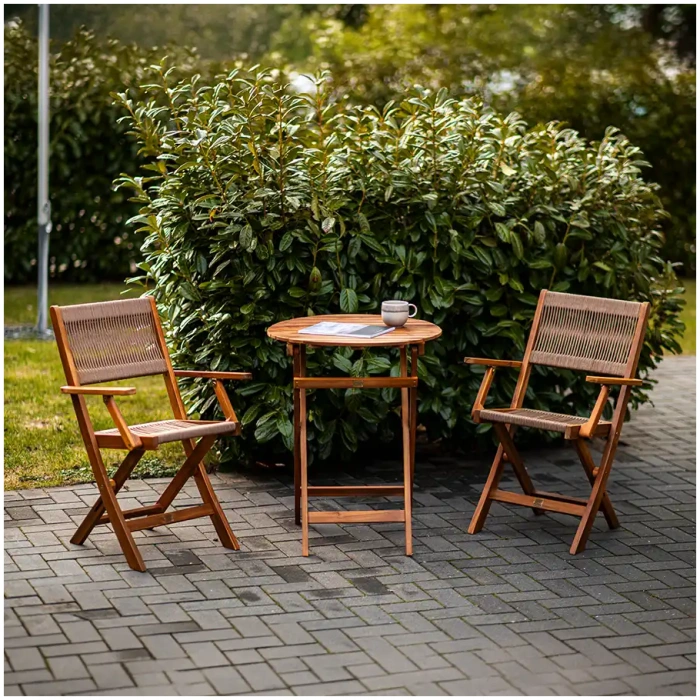 Nooka Café Set – table and 2 chairs with wicker