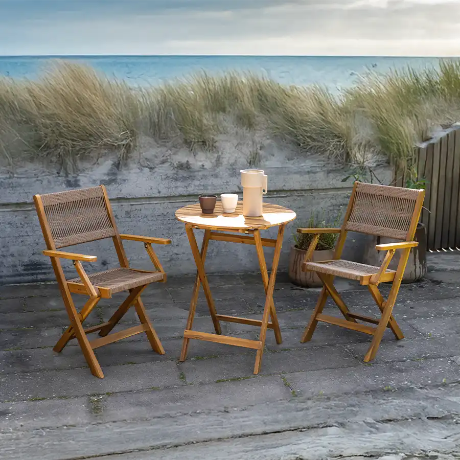 Nooka Café Set – table and 2 chairs with wicker - Image 6